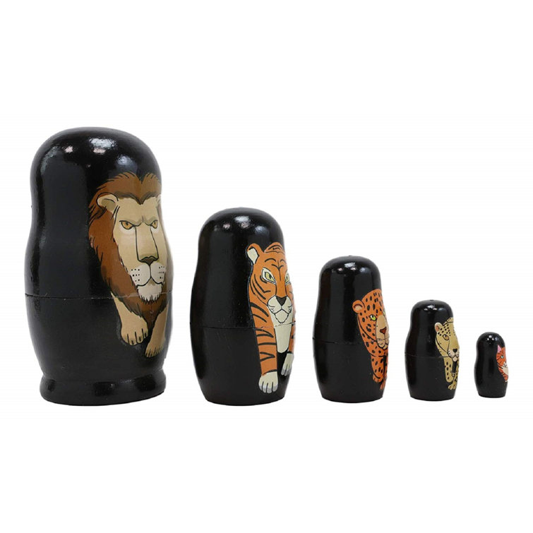 Dakota Fields 5 Piece Oxbrooke Safari Jungle Animals Nesting Dolls